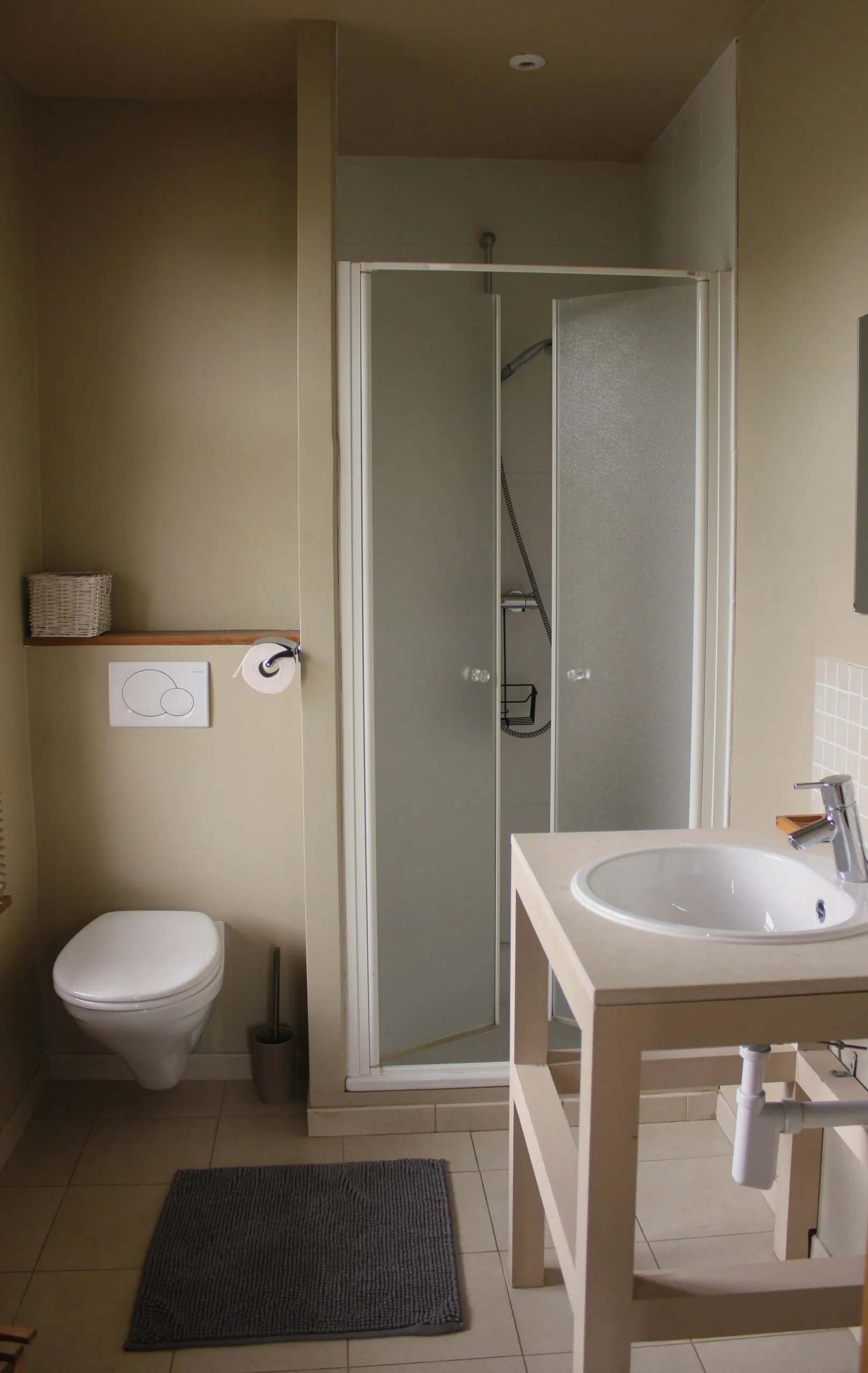 Salle de bain privative avec douche, lavabo et toilette